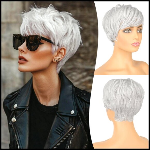 Synthetic Short Pixie Wig Glueless Layered Wavy Modern Chic Cosplay